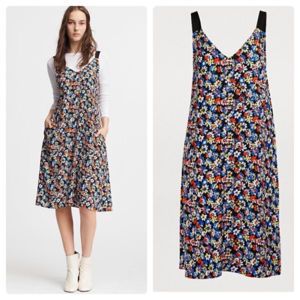 New Rag & Bone Estell Navy Floral Print Crepe Midi Dress NWT W292316NY Medium - Picture 11 of 16